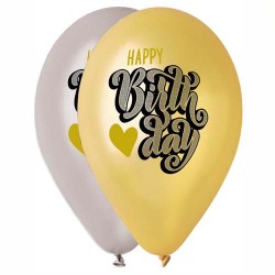12" Μπαλόνι Happy Birthday σε χρυσό και ασημί (25 τεμ) 12" Μπαλόνι Happy Birthday σε χρυσό και ασημί (25 τεμ)