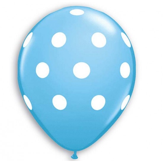 12" Μπαλόνι τυπωμένο γαλάζιο πουά (25 τεμ)