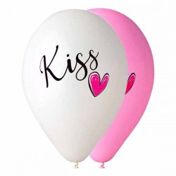 12" Μπαλόνι τυπωμένο Kiss  καρδούλα (25 τεμ) 12" Μπαλόνι τυπωμένο Kiss  καρδούλα (25 τεμ)