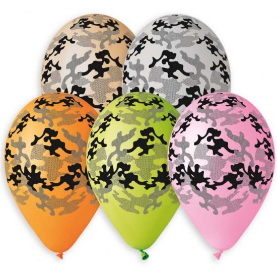 12" Μπαλόνι τυπωμένο Παραλλαγή 5 χρώματα (25 τεμ)