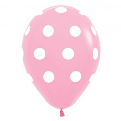 12" Μπαλόνι τυπωμένο ροζ πουά(25 τεμ) 12" Μπαλόνι τυπωμένο ροζ πουά(25 τεμ)