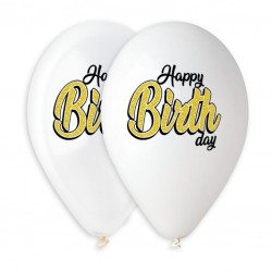 13" Μπαλόνι Happy Birthday χρυσή εκτύπωση 13" Μπαλόνι Happy Birthday χρυσή εκτύπωση
