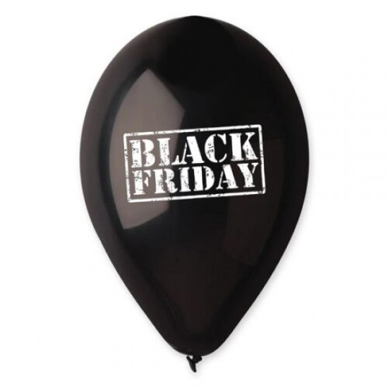 13" Μπαλόνι τυπωμένο Black Friday μαύρο με πλαίσιο (25 τεμ)