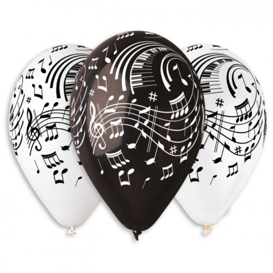13" Μπαλόνι τυπωμένο Μουσικές Νότες (25 τεμ)