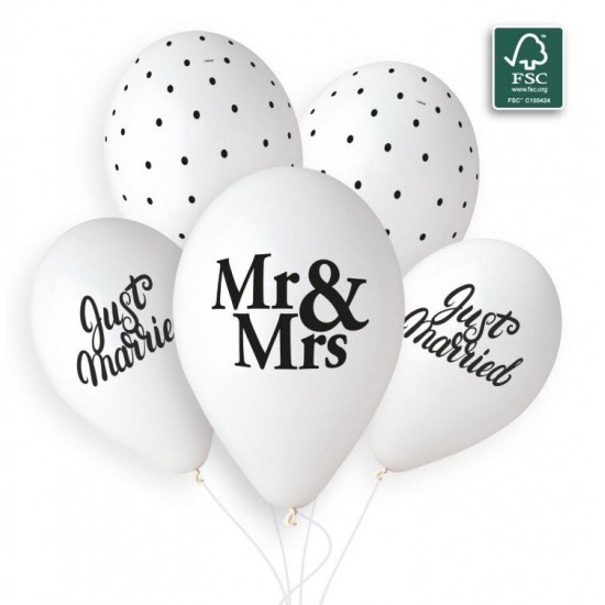 13" Μπαλόνια Just Married - Mr & Mrs (25 τεμ)