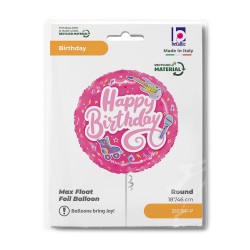 14" Μπαλόνι ροζ "Happy birthday" 14" Μπαλόνι ροζ "Happy birthday"