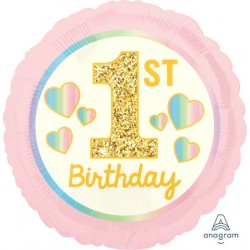 17" Μπαλόνι 1st Birthday Ροζ και Χρυσό 17" Μπαλόνι 1st Birthday Ροζ και Χρυσό