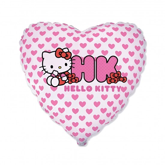 18" Καρδια Hello Kitty με ροζ καρδούλες