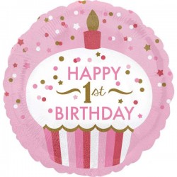 18" Μπαλόνι 1st Birthday Girl Cupcake 18" Μπαλόνι 1st Birthday Girl Cupcake