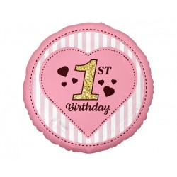 18" Μπαλόνι 1st Birthday Ροζ και Χρυσό 18" Μπαλόνι 1st Birthday Ροζ και Χρυσό