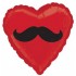 18'' Μπαλόνι αγάπης Καρδιά κόκκινη Μουστάκι
