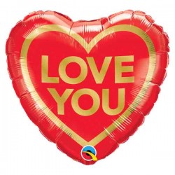 18" Μπαλόνι αγάπης καρδιά 'Love you' χρυσό 18" Μπαλόνι αγάπης καρδιά 'Love you' χρυσό
