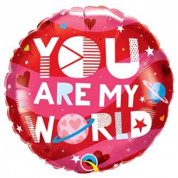 18'' Μπαλόνι αγάπης 'You are my world' 18'' Μπαλόνι αγάπης 'You are my world'