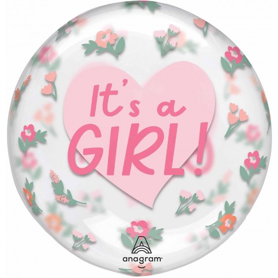 22"' Διάφανο Μπαλόνι ORBZ ''It's A Girl'' Φλοράλ