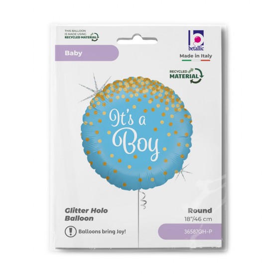 18" Μπαλόνι γέννησης It's a Boy glittering (ΝΟ PKG)