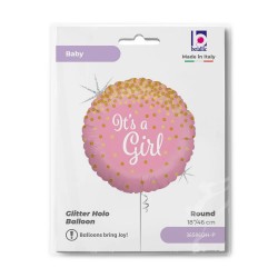 18" Μπαλόνι γέννησης It's a Girl glittering 18" Μπαλόνι γέννησης It's a Girl glittering