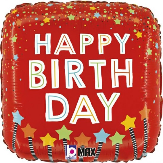 18'' Μπαλόνι Happy Birthday Κόκκινο
