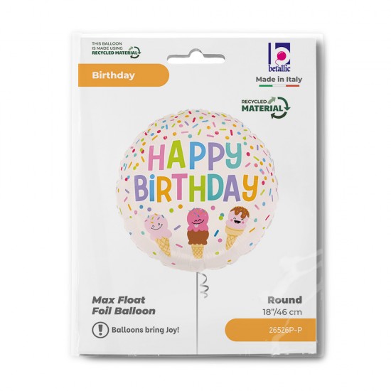 18'' Μπαλόνι ''Happy Birthday'' Παγωτά