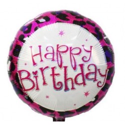 18" Μπαλόνι Happy Birthday Φούξια Animal Print 18" Μπαλόνι Happy Birthday Φούξια Animal Print