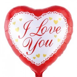 18'' Μπαλόνι καρδιά Ι Love You άσπρο-κόκκινο