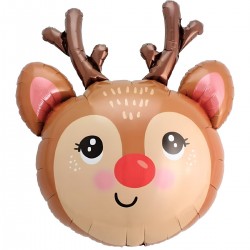 25" Μπαλόνι κεφάλι Ταρανδάκι με κόκκινη μυτούλα 25" Μπαλόνι κεφάλι Ταρανδάκι με κόκκινη μυτούλα