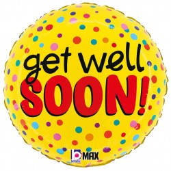 18" Μπαλόνι Κίτρινο Πουά Get Well Soon