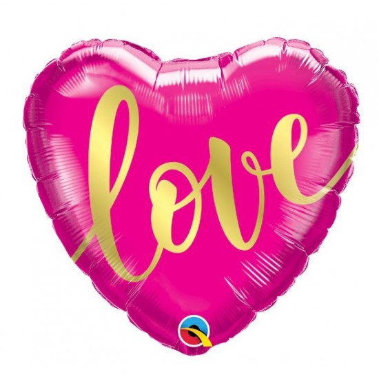 18'' Μπαλόνι φούξια κάρδια Love