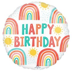 18" Μπαλόνι Retro Birthday Rainbow 18" Μπαλόνι Retro Birthday Rainbow