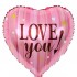 18'' Μπαλόνι ροζ καρδιά Love You ρίγες