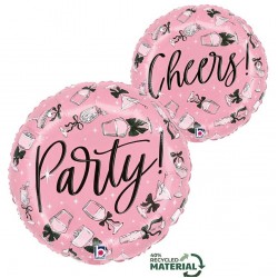 18'' Ροζ Μπαλόνι με φιογκάκια Party- Cheers
