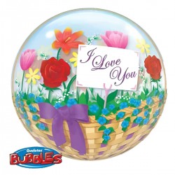 22'' Μπαλόνι bubble 'I love you' με λουλούδια 22'' Μπαλόνι bubble 'I love you' με λουλούδια