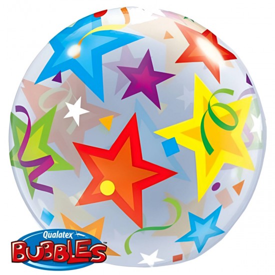 22" Μπαλόνι bubble πολύχρωμα Αστέρια 22" Μπαλόνι bubble πολύχρωμα Αστέρια