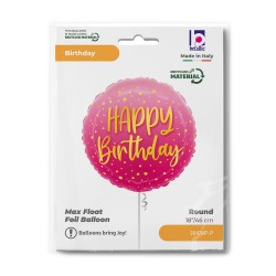 18" Μπαλόνι Happy Birthday Ροζ 18" Μπαλόνι Happy Birthday Ροζ