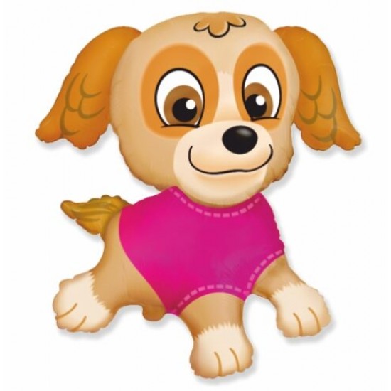 24" Μπαλόνι Κουταβάκι με ροζ μπλουζάκι