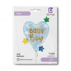 25" Μπαλόνι Καρδιά Baby Boy Stars (NO PKG)