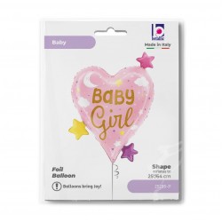 25" Μπαλόνι Καρδιά Baby Girl Stars (ΝΟ PKG)