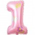25" Μπαλόνι Ροζ Αριθμός 1 Πεταλούδες
