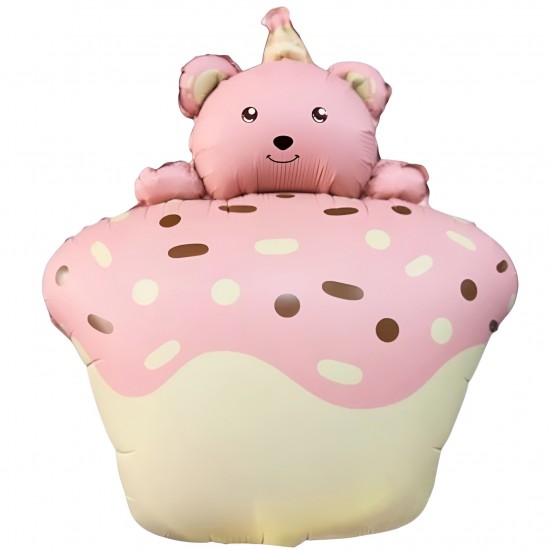 28'' Μπαλόνι Cupcake Με ροζ Αρκουδάκι