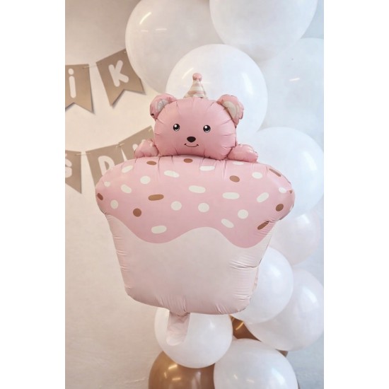 28'' Μπαλόνι Cupcake Με ροζ Αρκουδάκι