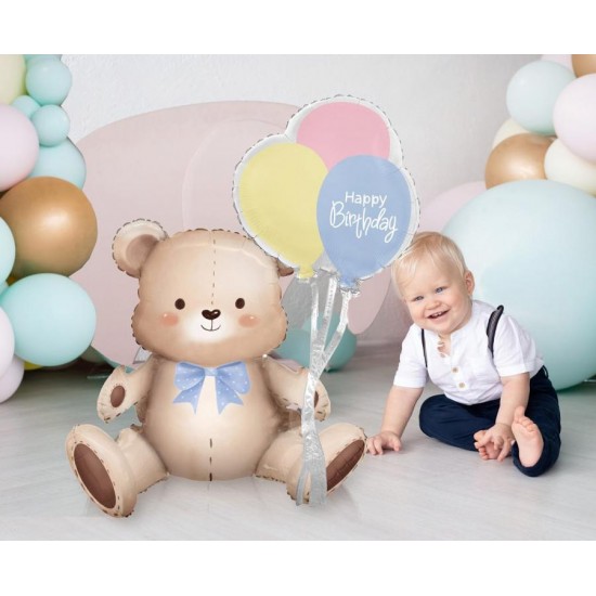 29" Μπαλόνι γενεθλίων Αρκουδάκι με μπαλόνια