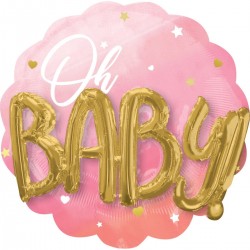 30" Μπαλόνι γέννησης Oh Baby 3D ombre ροζ 30" Μπαλόνι γέννησης Oh Baby 3D ombre ροζ