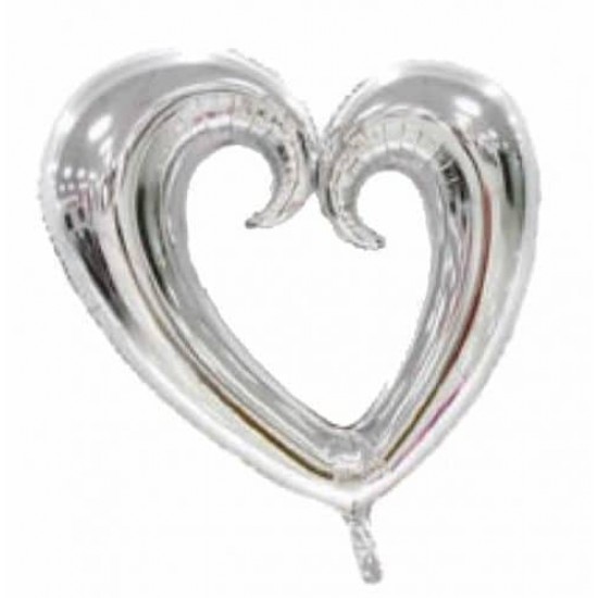 30" Μπαλόνι με Τρύπα Ασημί Καρδιά