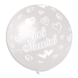 31'' Μπαλόνι τυπωμένο "Just Married" με καρδιές 31'' Μπαλόνι τυπωμένο "Just Married" με καρδιές