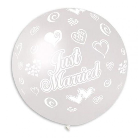31'' Μπαλόνι τυπωμένο "Just Married" με καρδιές