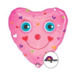 32" Μπαλόνι Ροζ Καρδιά χαμογελαστό προσωπάκι 32" Μπαλόνι Ροζ Καρδιά χαμογελαστό προσωπάκι