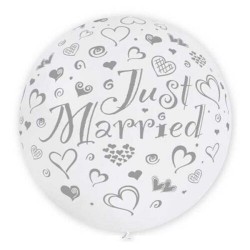 36'' Μπαλόνι Άσπρο τυπωμένο "Just Married" με καρδούλες 36'' Μπαλόνι Άσπρο τυπωμένο "Just Married" με καρδούλες