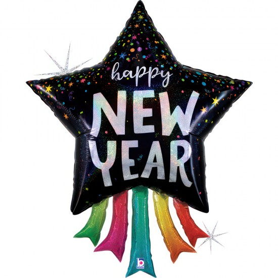 36" Μπαλόνι Αστέρι "New Year"  Streamers