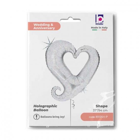 37" Μπαλόνι Καρδιά ασημί που ιριδίζει