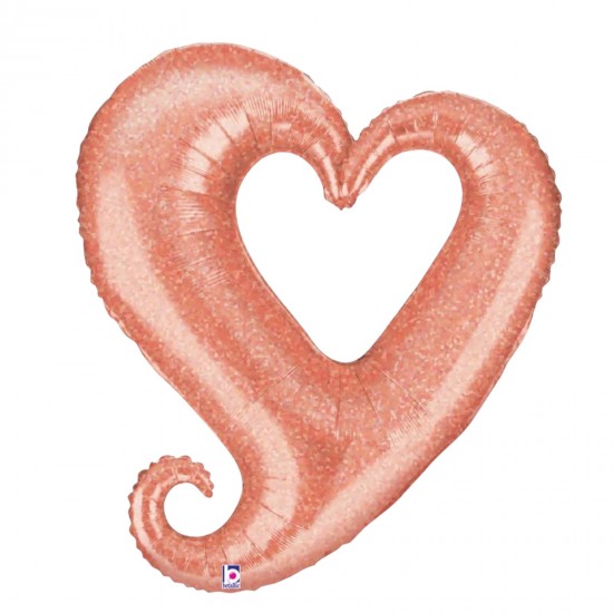 37" Μπαλόνι Καρδιά ροζ-χρυσό που ιριδίζει
