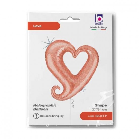 37" Μπαλόνι Καρδιά ροζ-χρυσό που ιριδίζει